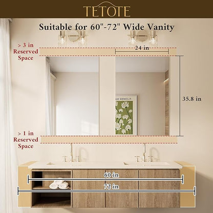 TETOTE 2 Packs Frameless Mirror 24" x 36" Bathroom Vanity Wall Mirror for Over Sink, Bedroom, Entryway, Hallway, Home Gym, Horizontal or Vertical