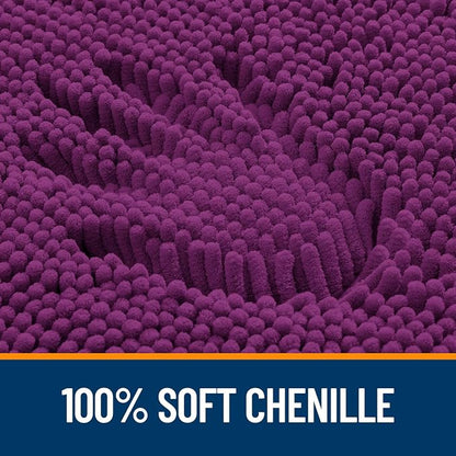 OLANLY Bathroom Rugs 30x20, Extra Soft Absorbent Chenille Bath Rugs | Purple, Quick-Drying Rubber Backing, Machine Washable Bath Mat for Bathroom Floor, Tub and Shower, Home Decor Accessories