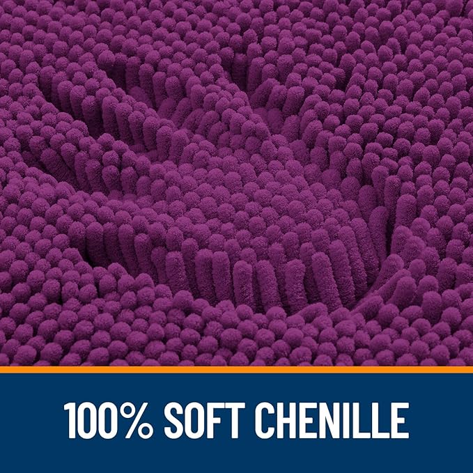 OLANLY Bathroom Runner Rugs 59x24, Extra Soft Absorbent Chenille Bath Rugs | Purple, Quick-Drying Rubber Backing, Washable Long Bath Mat for Bathroom Floor, Tub and Shower, Home Decor Accessories
