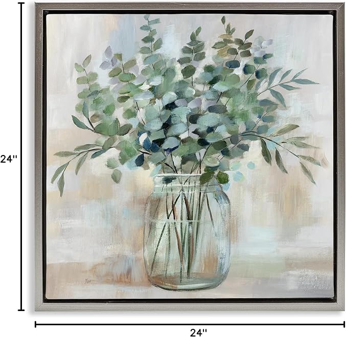 Soothing Eucalyptus Herb Arrangement, 24 x 24 Inch Canvas in Floater Frame | Stupell Industries · By Nan · Ready to hang · Perfect for farmhouse or rustic rooms · Made in USA