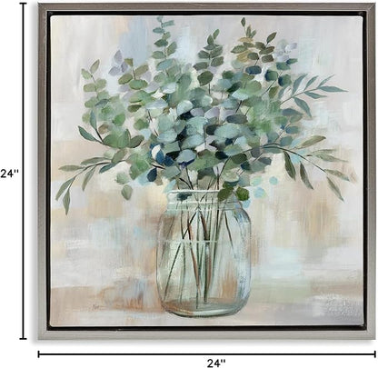 Soothing Eucalyptus Herb Arrangement, 24 x 24 Inch Canvas in Floater Frame | Stupell Industries · By Nan · Ready to hang · Perfect for farmhouse or rustic rooms · Made in USA