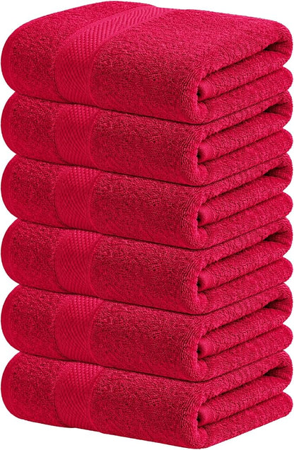Infinitee Xclusives Burgundy Hand Towels for Bathroom - Set of 6 (16x28 inches) 600 GSM, 100% Cotton Ultra Soft, Quick Drying, Hotel Quality Hand Towel Set (Burgundy)