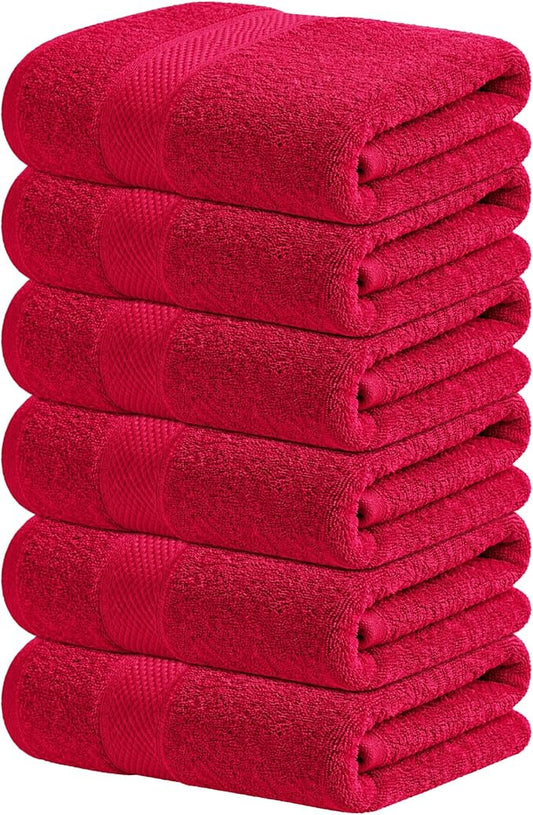Infinitee Xclusives Burgundy Hand Towels for Bathroom - Set of 6 (16x28 inches) 600 GSM, 100% Cotton Ultra Soft, Quick Drying, Hotel Quality Hand Towel Set (Burgundy)