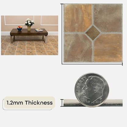 Nexus Self Adhesive 12-Inch Vinyl Floor Tiles, 20 Tiles - 12" x 12", Rustic Slate Pattern - Peel & Stick, DIY Flooring for Kitchen, Dining Room, Bedrooms & Bathrooms by Achim Home Decor