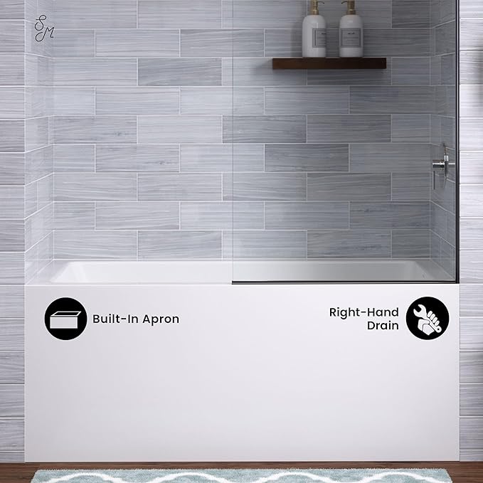 Voltaire 54 x 30 Skirted Right Drain Soaking Alcove Bathtub in Glossy White