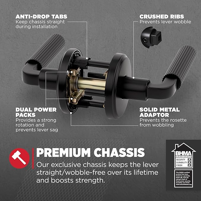 Kwikset Mirada Interior Round Passage Door Handle, Lever for Closet and Hallway Doors, Reversible Non-Locking Handle Lever, Matte Black