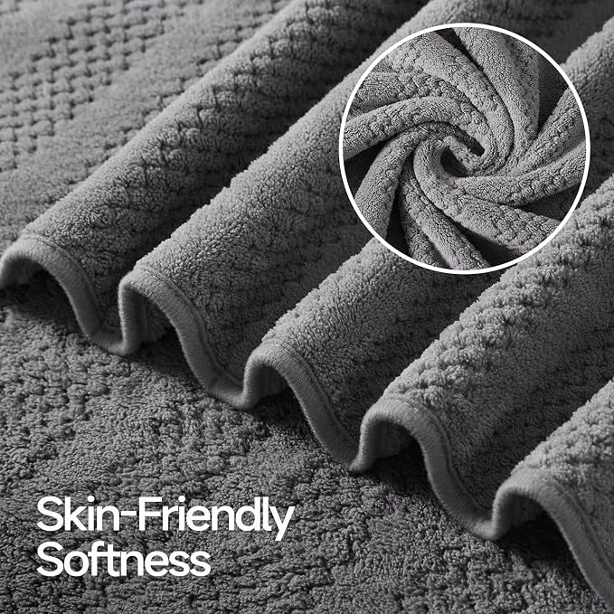 ecolook Microfiber Bath Towels Set of 4, 31 x 63 Inch Extra Large Bath Towel Set, Super Soft & Highly Absorbent, Quick Dry Lightweight Towels for Bathroom, Gym, Spa, Pool & Travel, Gray