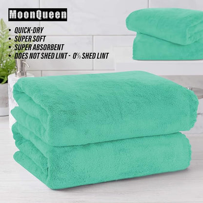 MOONQUEEN 6 Pack Premium Bath Towel Set - Quick Drying - Microfiber Coral Velvet Highly Absorbent Towels - Multipurpose Use as Bath Fitness, Bathroom, Shower, Sports, Yoga Towel (Aqua Green)