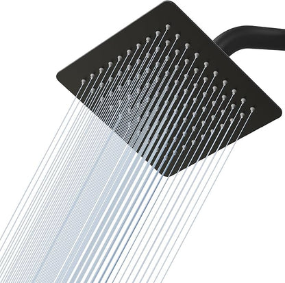 8 Inch Rain Shower Head Matte Black - All Metal Stainless Steel 304, Ultra Thin Design, Square Rainfall Showerheads Modern Bathroom - Full Body Coverage Bath Shower
