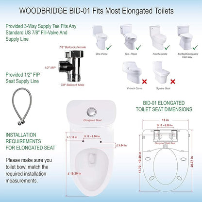 WOODBRIDGE BID-01 Smart Toilet Seat, White