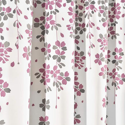 Lush Decor Weeping Flower Light Filtering Window Curtain Panels, Pair, 52"W x 63"L + 2" Header, Purple & Gray- Charming Modern Floral Curtains for Living Room, Dining Room, & Bedroom