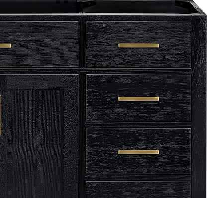 ARIEL Hepburn 42-inch Bathroom Vanity Base Cabinet,Solid Wood, 2 Soft Closing Doors, 5 Dovetail Drawers, Black Oak