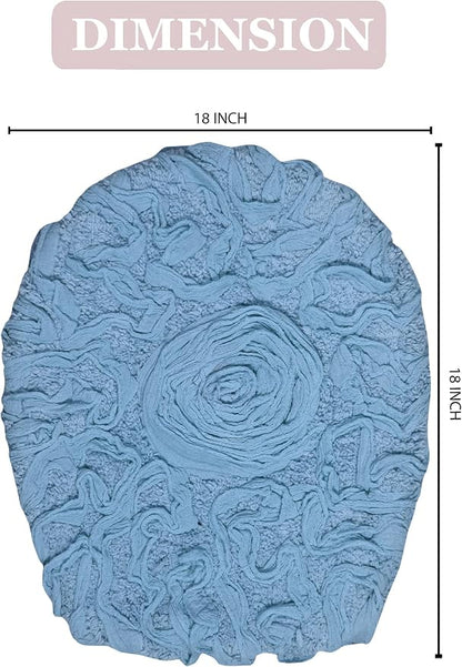 Home Weavers Bell Flower Toilet Lid Cover – 18"x18", 100% Cotton Tufted, Soft & Absorbent, Non-Slip, Machine Washable Bathroom Seat Cover, Sky Blue