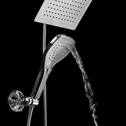 Dream Spa Ultra-Luxury 9" Rainfall Shower Head/Handheld Combo. Convenient Push-Button Flow Control Button for easy one-handed operation. Switch flow settings with the same hand! Premium Chrome | Enjoy Extra-wide Flow Coverage and Convenient Push-button...