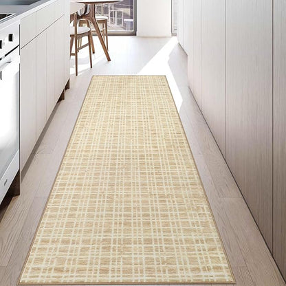 Washable Runner Rug 2x6 Runners for Hallway Entryway Rug Modern Non Slip Kitchen Rugs Bathroom Rugs Soft Faux Wool Stain Resistant Carpet for Bedroom Laundry 2'x6' Yellow