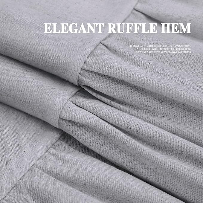Farmhouse Shower Curtain Ruffle Linen Flax Grey 72" W x 72" L | Linen Fabric, Farmhouse Boho, Bottom Ruffle, Rustic, Country, Natural Look, Washable, Shower Curtain for Bathroom Bathtub