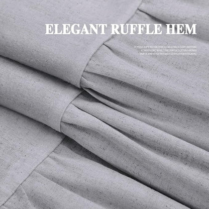 Farmhouse Shower Curtain Ruffle Linen Flax Grey 72" W x 72" L | Linen Fabric, Farmhouse Boho, Bottom Ruffle, Rustic, Country, Natural Look, Washable, Shower Curtain for Bathroom Bathtub