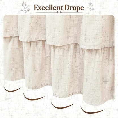 Farmhouse Shower Curtains for Bathroom, Ruffle Shower Curtain, 72"Wx72"L | Ruffle Design, Vintage Rustic Boho, Washable Waterproof Shower Curtain for Bathroom Bathtub, 12 Metal Hooks