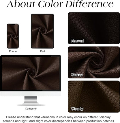 Linen Shower Curtain 72 Inch Long for Bathroom Boho Farmhouse Fabric Shower Curtains Set with Hooks Neutral Cloth Modern Cottage Core Waterproof 72x72,Coffee Brown