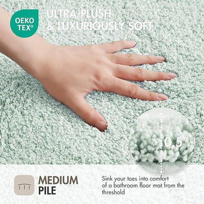 Madison Park Evan 100% Cotton Bath Rug Plush Absorbent, 20" x 30", Seafoam | Non-slip Backing, OEKO TEX, Luxurious Tufted Plush Bath Mat for Bathroom, Quick Dry, Spa Design Decorative for Shower Room