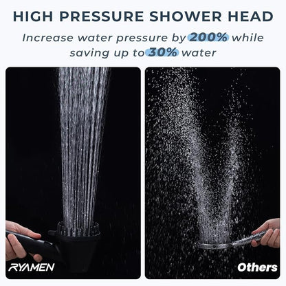 2026 Magnetic Filtered Shower Head with Handheld– High Pressure Showerhead with Power Wash Mode, Chlorine Removal, Massage Brush, Pressure Adjustable, One-Touch Pause (Gray)
