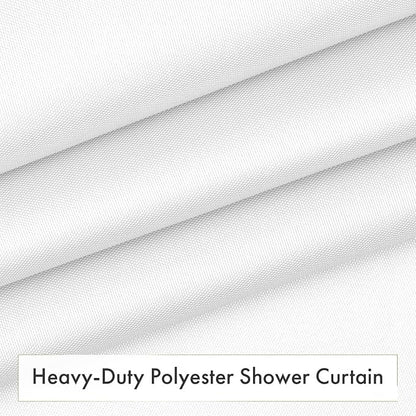 Long Shower Curtain Liner Washable 72x80 Inches, White Shower Liner Fabric with 2 Bottom Stones, Waterproof 2-in-1 Shower Curtain and Liner, 12 Grommet Holes, 120 GSM, White