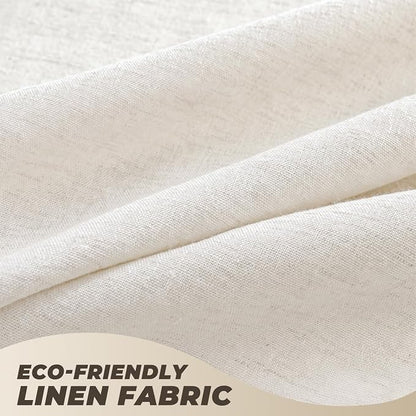Linen Shower Curtain Boho Cream Shower Curtain with Tassels 36"W x 72"L | Thick linen-poly blend, soft textured drape, handcrafted fringe, neutral rustic farmhouse bathroom decor