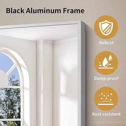 YIROMAN Bathroom Mirror 24"x32",Brushed Silver Bathroom Mirror for Over Sink with Aluminum Frame, Rectangular Vanity Mirror with Right Angle, Wall Mirror Hangs Horizontal or Vertical