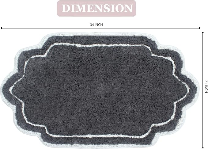 Home Weavers Allure Collection 100% Cotton Tufted Bathroom Rug, Soft and Absorbent Bath Rugs, Non-Slip Bath Carpet, Machine Wash Dry Bath Mats for Bathroom Floor, 21"x34" Bath Rug, Dark Gray