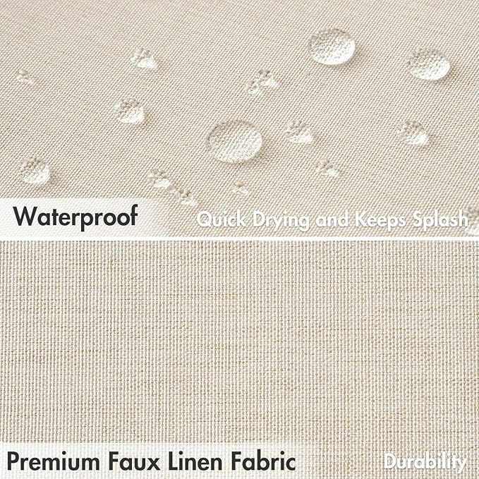 MIULEE W108*L72 Extra Wide Linen Shower Curtain Cream Beige 18 Metal Hooks | Washable, Large Fabric Curtain, Waterproof Neutral Thick Cloth Shower Curtains, Bathroom Hotel Bathtub