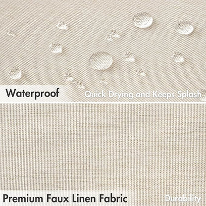 MIULEE 72 x 84 Extra Long Linen Shower Curtain Cream Beige 12 Metal Hooks | Washable, Fabric Shower Curtain, Waterproof Neutral Thick Cloth Shower Curtain, Bathroom Hotel Bathtub