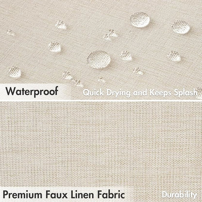 MIULEE Linen Fabric Shower Curtain Cream Beige W48*L72 8 Metal Hooks | Modern, Heavy Duty, Curtain Set, Waterproof Neutral Thick Cloth Shower Curtains, Bathroom Bathtub, Washable