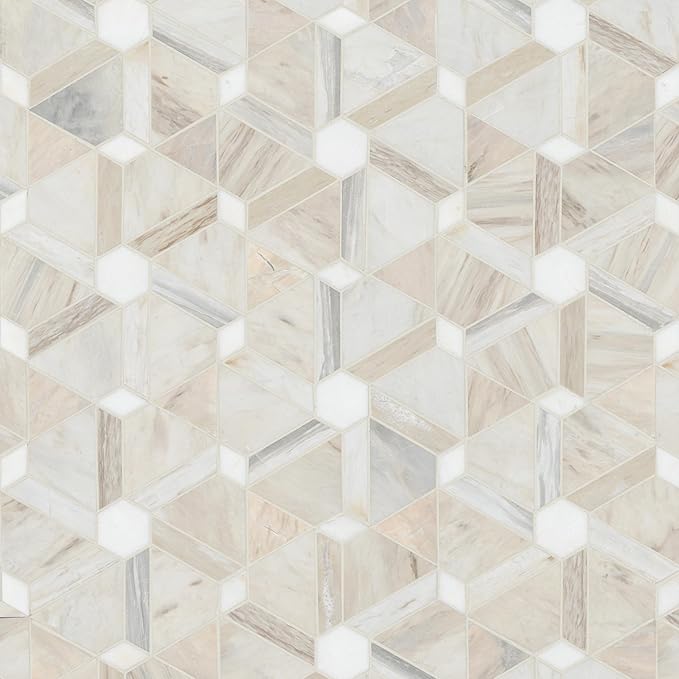 MSI Angora Floralis 11 in. x 12 in. Polished Marble Mosaic Floor and Wall Tile for Bathroom, Kitchen Backsplash, Accent Wall Tile, and Shower Wall Tile