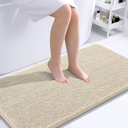 OLANLY Bathroom Runner Rugs 44x24, Extra Soft Absorbent Chenille Bath Rugs | Sand, Quick-Drying Rubber Backing, Machine Washable Long Bath Mat for Bathroom Floor, Tub and Shower, Home Decor Accessories