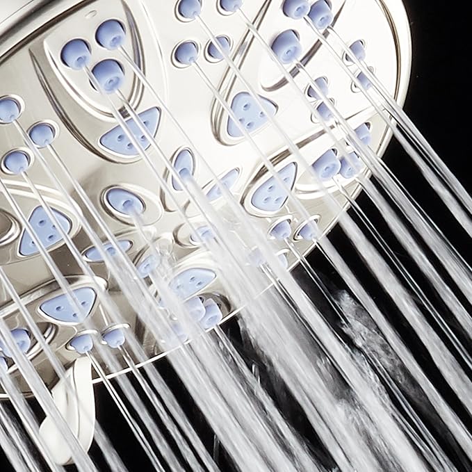 AquaDance Antimicrobial – Anti-Clog High-Pressure 6-Setting Shower Head with Microban Nozzle Protection from Growth of Mold, Mildew & Bacteria for Stronger Shower! 4" Sunset Blue