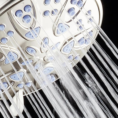 AquaDance Antimicrobial – Anti-Clog High-Pressure 6-Setting Shower Head with Microban Nozzle Protection from Growth of Mold, Mildew & Bacteria for Stronger Shower! 4" Sunset Blue