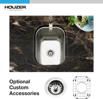 Houzer Club Stainless Steel Kitchen Bar & Prep Sink: 10 Inch Undermount Small Sink with Strainer, Durable & Versatile, Essential for Home & Apartment: CS-1307-1