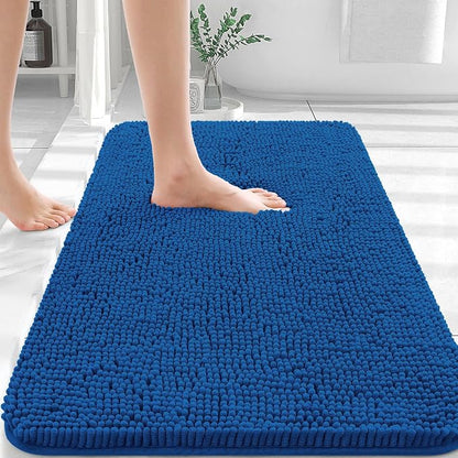 OLANLY Bathroom Rugs 30x20, Extra Soft Absorbent Chenille Bath Rugs | Deep Navy Blue, Quick-Drying Rubber Backing, Washable Bath Mat for Bathroom Floor, Tub and Shower, Home Decor Accessories