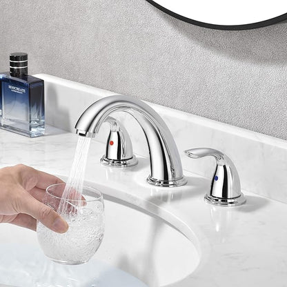 sumerain Widespread Bathroom Faucet 8 inch 3 Hole Bathroom Sink Faucet Chrome