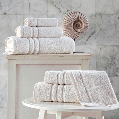 Hawmam Linen Cream 6 Piece Bath Towels Set for Bathroom Original Turkish Cotton Soft, Absorbent and Premium 2 Bath Towels, 2 Hand Towels, 2 Washcloths (Sea Salt)