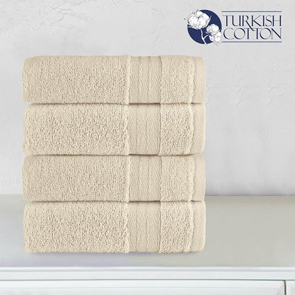 Elegant Comfort Premium Turkish Cotton 4 Pack Hand Towel Set - 16 x 28 inch, Luxurious Hotel Spa Quality 100% Turkish Cotton 4PC Hand Towel Set - Highly Absorbent - Soft Bathroom Towels, Ivory