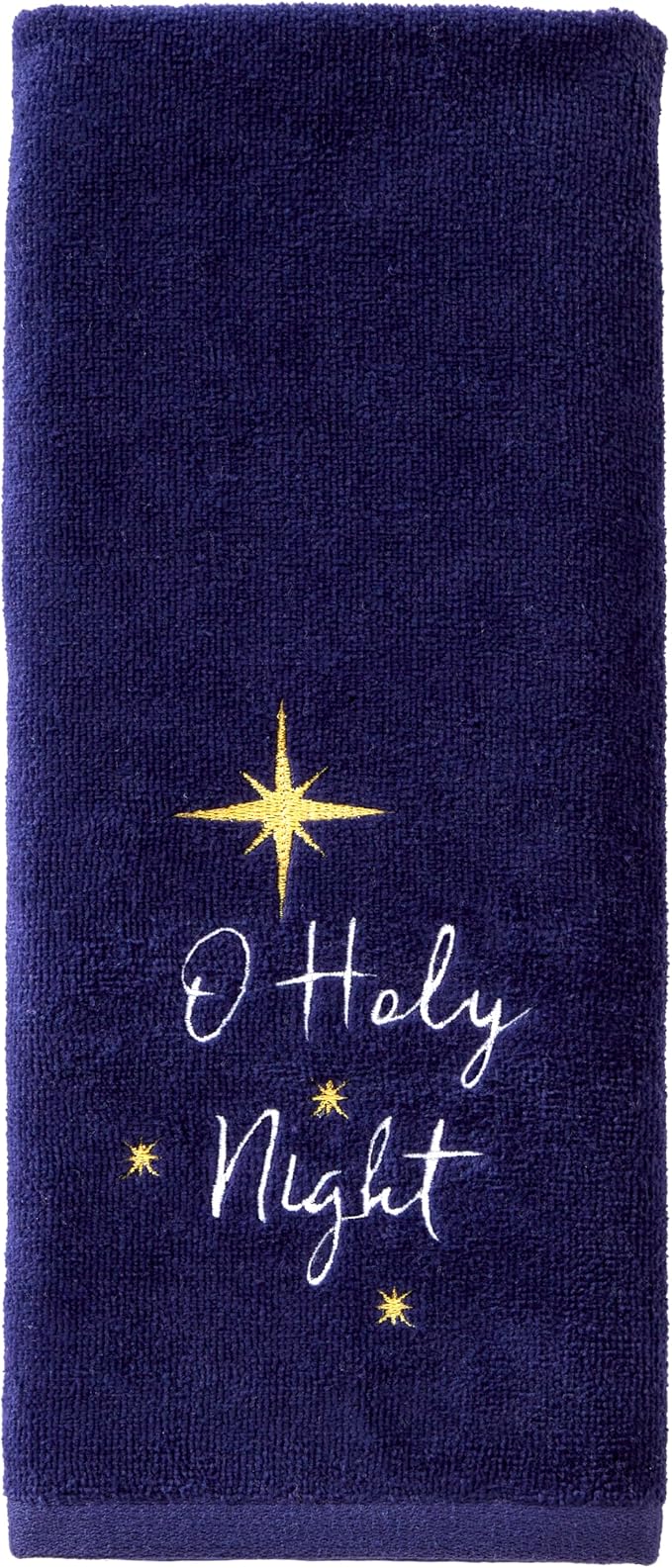 SKL Home Religious/Christmas/Winter O Holy Night Hand Towel 2pc Set for Bath/Kitchen & Gift, Navy