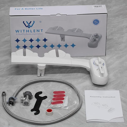 Left Hand Bidet Attachment for Toilet - Control Panel on Left Side - Self-Cleaning Dual Nozzle for Front and Rear Wash,Non-Electric Adjustable Water Pressure, Water Bidet Toilet Seat Attachment