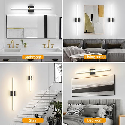 Modern Black and Brass Vanity Light Bar 32 Inch, 24W 5CCT Dimmable Bathroom Light Fixtures LED Wall Lighting Fixture