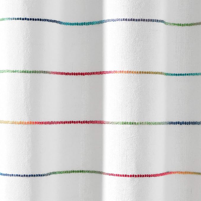 Lush Decor Ombre Stripe Yarn Dyed Cotton Shower Curtain, 72" W x 72" L, Rainbow - Fabric Shower Curtains - Striped Bathroom Curtain - Farmhouse & Coastal Decor
