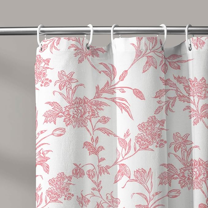 WOUVMA Pink Shower Curtain Floral Cotton Cottagecore Shower Curtain for Bathroom 72" W x 72" L