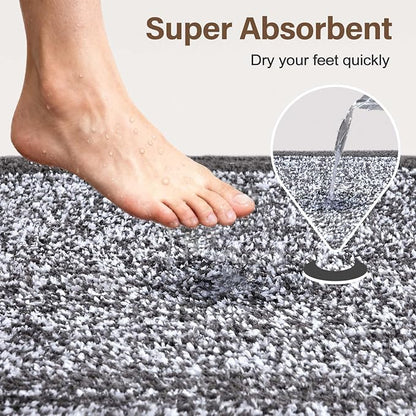 Long 2x4 Ft (48''x24'') Bathroom Rugs Bath Mat, Non Slip Washable Large Bath Mats for Bathroom, Soft Absorbent Quick Dry Bath Rugs Kitchen Runner Rug for Shower, Hallway, Laundry, Tub(Grey)