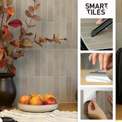 Smart Tiles Peel and Stick backsplash, Subway Jade Green, 11.55"x8.38" | Pack of 5 (2.8 sq ft), Glossy, Heat/Moisture Resistant, Low VOC, Kitchen/Bathroom, Renter Friendly, Made in Canada