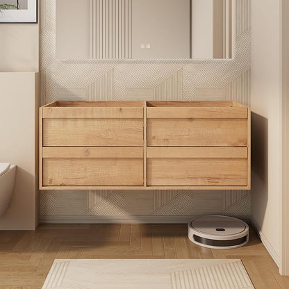 eclife 48" Floating Bathroom Vanity Sink Combo, Wall Mounted Modern Minimalist Storage Cabinet with 4 Drawers, Exclude Sink, Faucet & Drain, Natural
