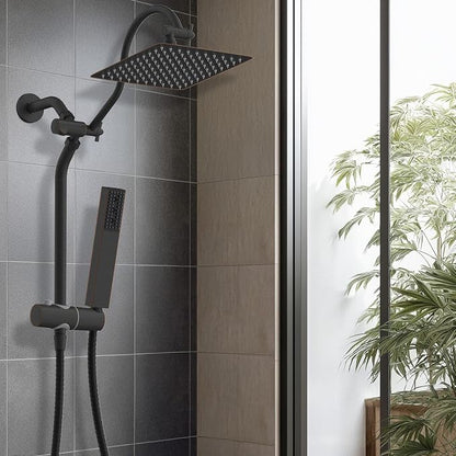Hibbent 10'' Rainfall Shower Head with 4-Spray Handheld, Oil Rubbed Bronze | cUPC Certified High Pressure Showerhead Combo, 12'' Adjustable Extension Arm, Extension Bar, Easy Reach Holder, 71'' Hose